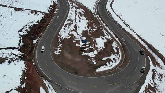 青海拉脊山雪山公路航拍视频