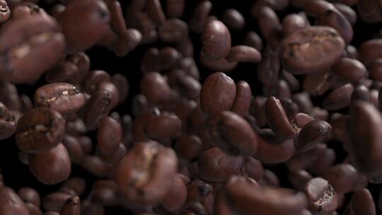 咖啡美食唯美饮料咖啡豆咖啡落下高速4K视频素材模板下载
