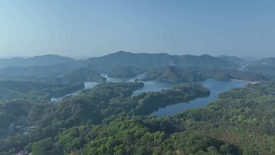 森林山水湖泊航拍青山绿水山川河流山峰风景