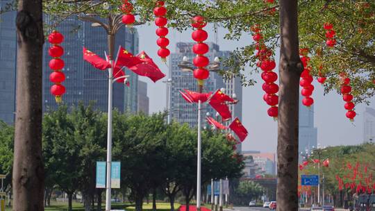 城市新年春节装饰节日气氛