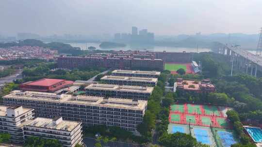 广州美术学院大学城校区航拍校园番禺区风景