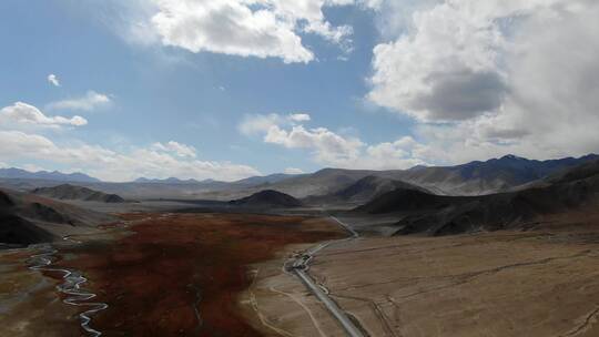 新疆喀什公路山水河流背景素材视频素材模板下载