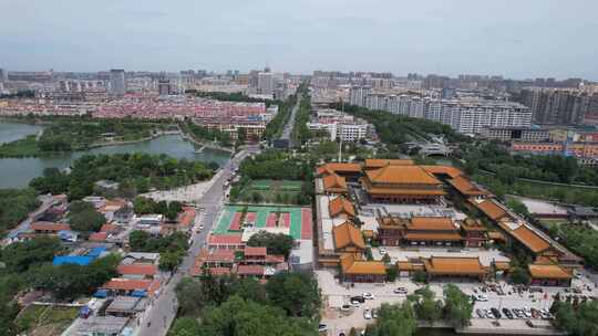 山东聊城护国寺历史古建筑航拍