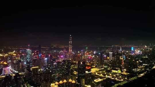 航拍深圳市区夜景