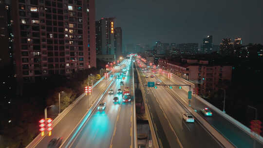 节假日城市道路车流和红灯笼视频素材模板下载