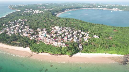 中国广西北海涠洲岛村落全景航拍