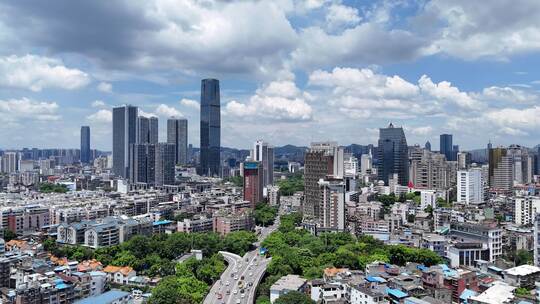 广西柳州城市风光地王大厦航拍