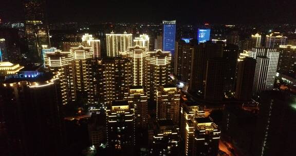 航拍海南城市夜景