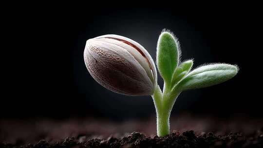 破土而出向阳生长小苗