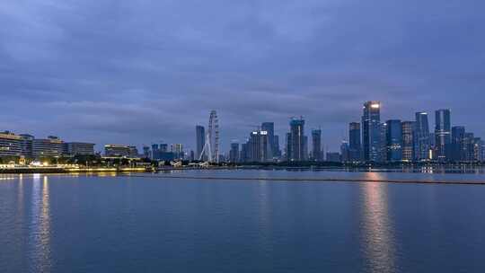 深圳欢乐港湾前海城市天际线蓝调时刻延时