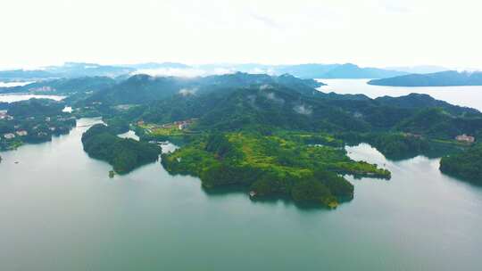 航拍千岛湖自然山水风光风景