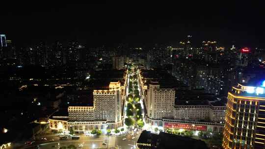 福建福州城市夜景交通航拍