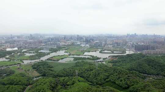 杭州滨江区白马湖风景航拍