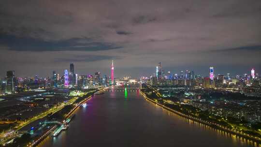 航拍广东广州夜景广州大景广州延时