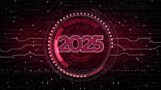 2025年未来霓虹灯符号循环数字概念