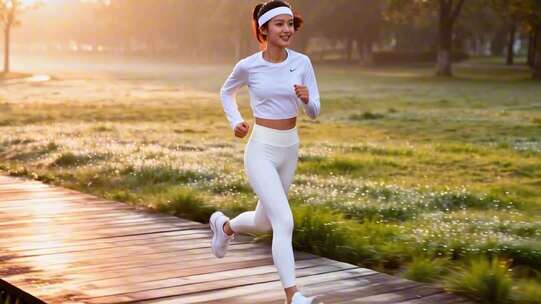 女性健身晨跑运动健康女性