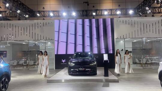 齐鲁国际车展，靓丽车模走秀展示视频素材模板下载
