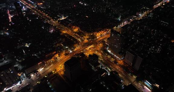 广州客村立交航拍夜景交通