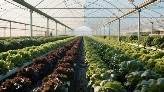 温室大棚内蔬菜种植场景