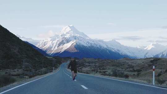 新西兰，背包客，跳跃，道路