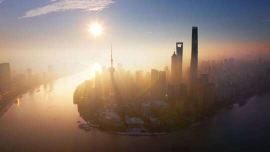 上海航拍东方明珠大气上海