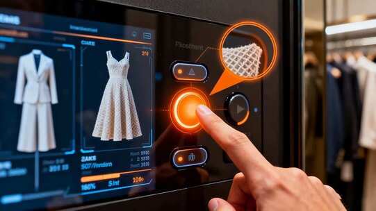 手指点击服装展示触摸屏