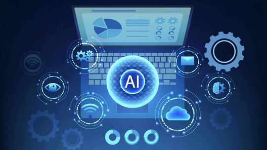 AI与笔记本电脑科技元素画面