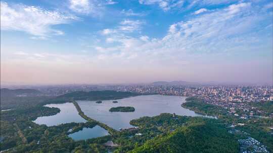 杭州玉皇山远眺西湖全景