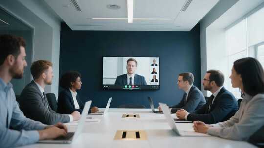 商务人士会议室视频会议场景