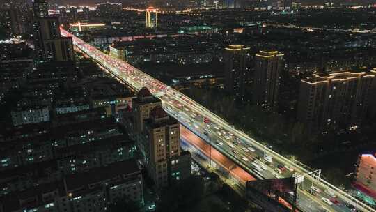 苏州东环快速路夜景航拍延时