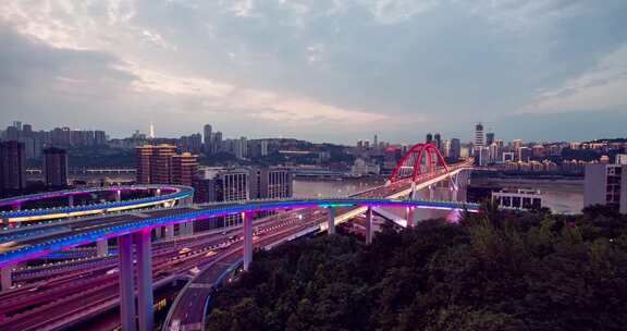 重庆地标夜景航拍建筑