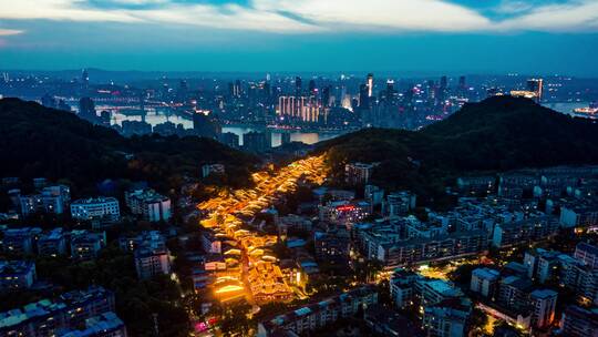 重庆南山黄桷垭鸟瞰重庆夜景航拍延时2