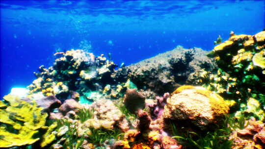 彩色珊瑚礁的水下景观视频素材模板下载