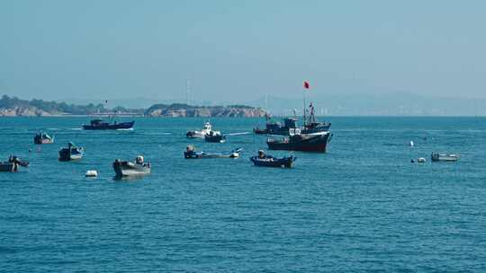 海岛渔港渔船航拍