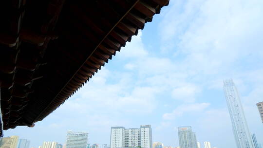 中式传统古建筑屋檐 榫卯结构
