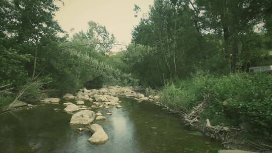 山间的小溪和石桥