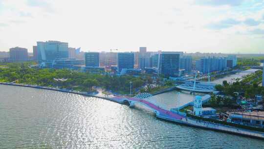 上海临港区滴水湖全景4K航拍