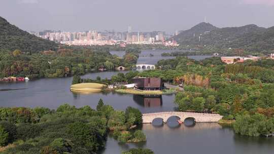 杭州萧山湘湖跨湖桥遗址湘湖游船