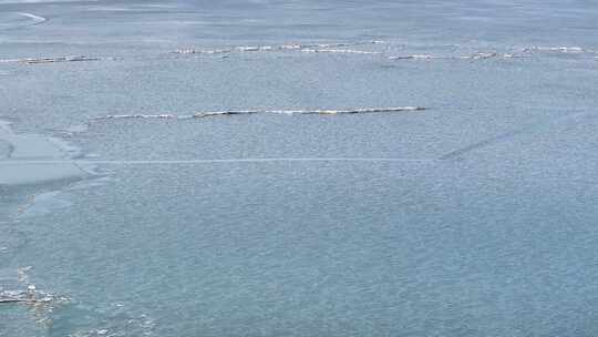 航拍高邮湖结冰