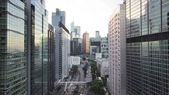 香港铜锣湾密集建筑航拍