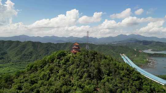 航拍深圳龙岗区洞其寨