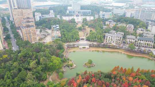 长沙高新区麓谷公园小山顶航拍