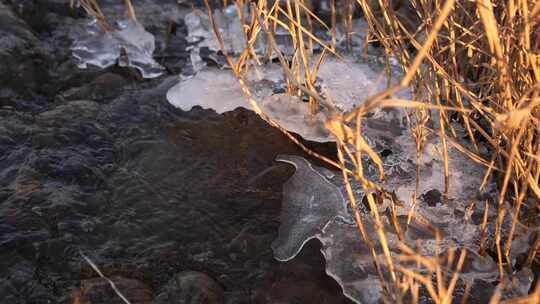 冰融 冬天 初春 水面 河流 溪流 冰雪融化