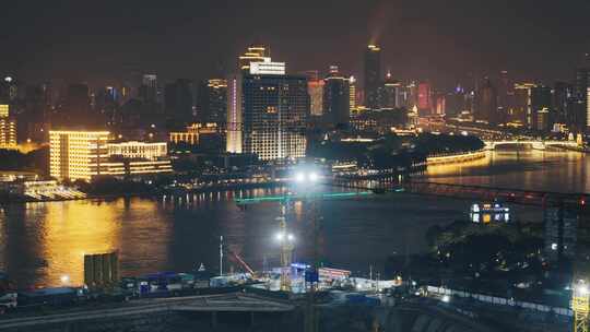 广州荔湾沙面夜景航拍