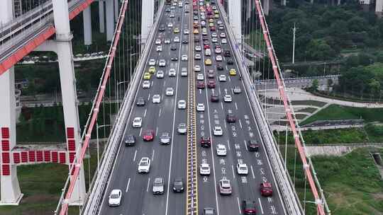 重庆晚高峰桥梁堵车航拍