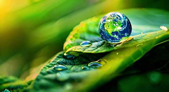 水滴地球+珍惜水资源+环境保护