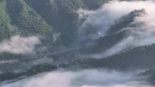 湘西吉首市青山平流雾清晨