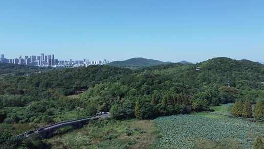 武汉洪山区吹笛景区航拍