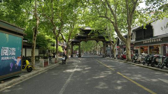 杭州老城区的梧桐树马路