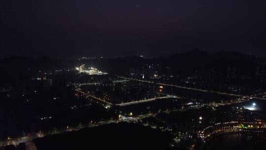 广东省广州市城市夜景航拍